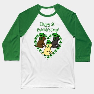 Cute and Happy St. Patrick's Day Labrador Puppies Baseball T-Shirt